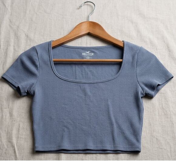 Hollister Tops - Hollister top, ribbed crop top,Y2K aesthetic, coquette style, summer crop top, S